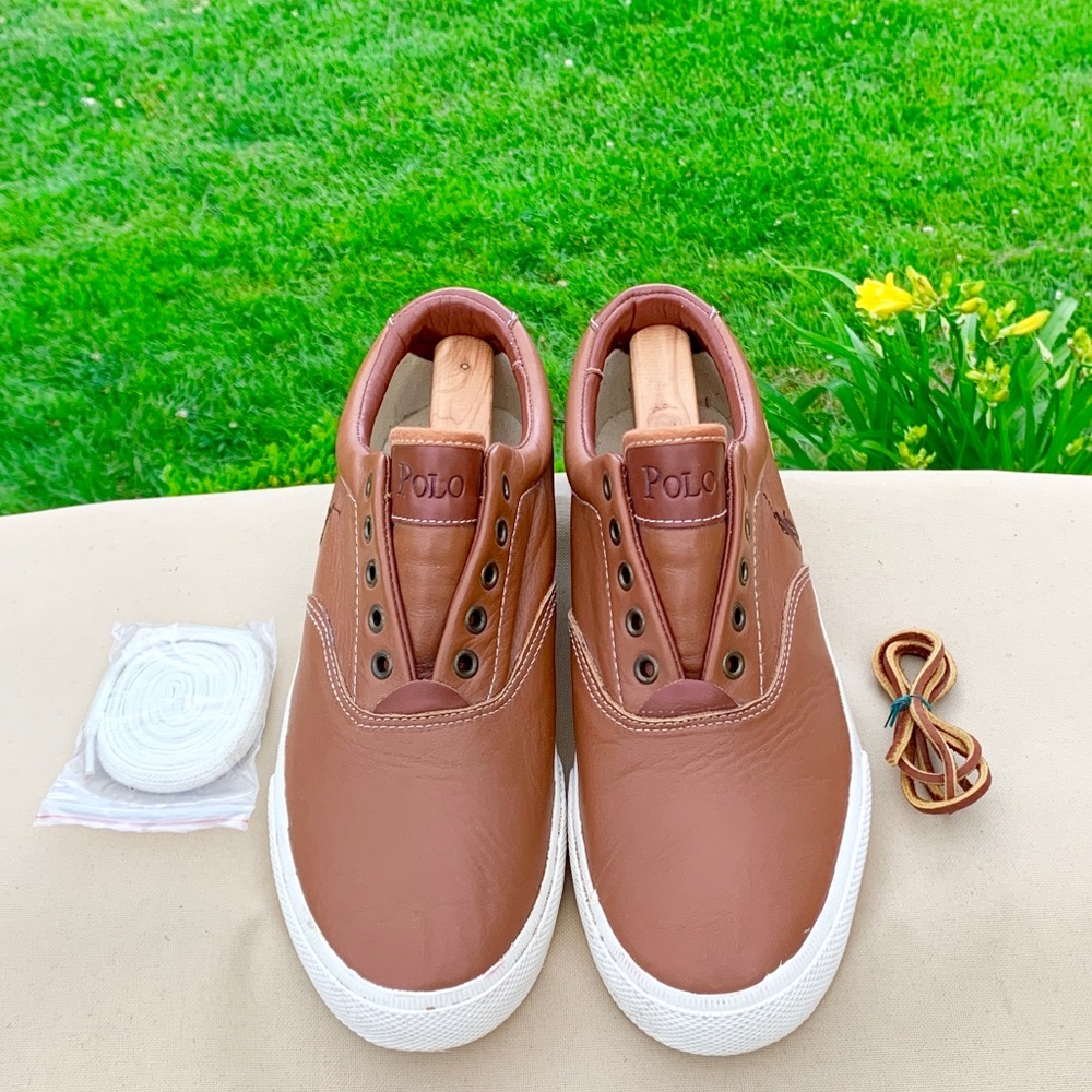 🔥Polo Vaughn Brown Leather Sneaker, Size 10🔥